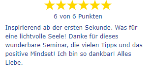 Sechssterne-Bewertung mit Feedback zu Seelenmission und Seminarqualität