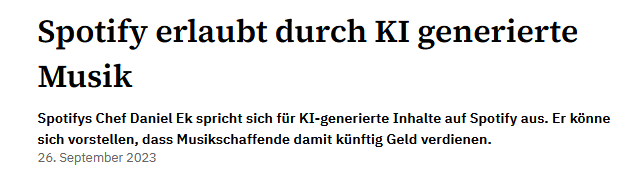 Nachricht von Spotify-Chef Daniel Ek über Geldverdienen mit KI-generierter Musik
