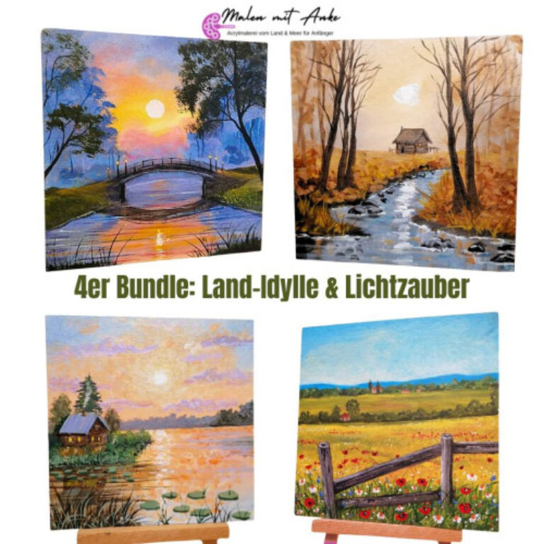 Dein Land-Idylle Bundle – 4 Acryl-Malkurse zum Mitmalen