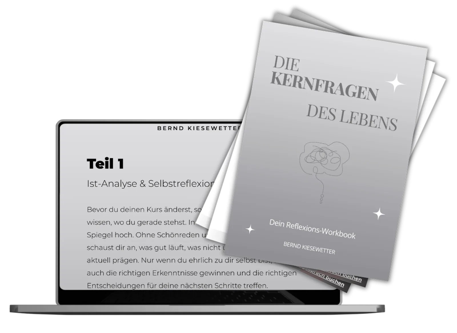 Workbook-Mockup Deine Reflexionen auf Tablet und Smartphone