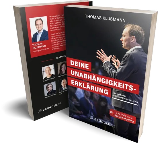 Deine Unabhängigkeitserklärung Buchcover 3D-Mockup Vorder- und Rückseite