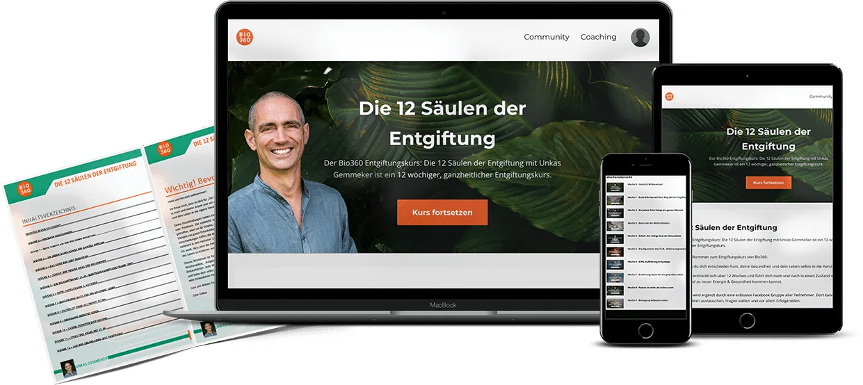 Produktmockup Bio360 Entgiftungskurs auf verschiedenen Geräten