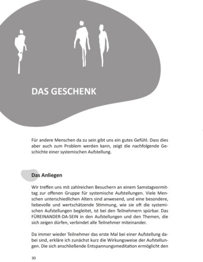 Buchseite 24 mit Kapitelüberschrift Das Geschenk und Illustration von drei Personen