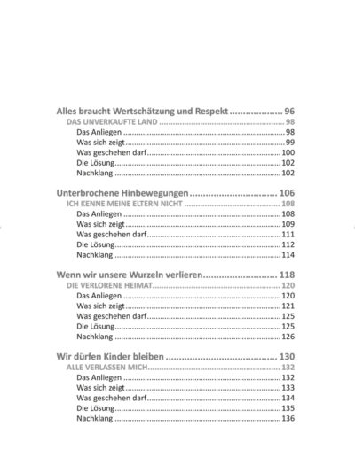 Inhaltsverzeichnis Fortsetzung mit Kapiteln zu Wertschätzung, Trauer und weiteren Themen