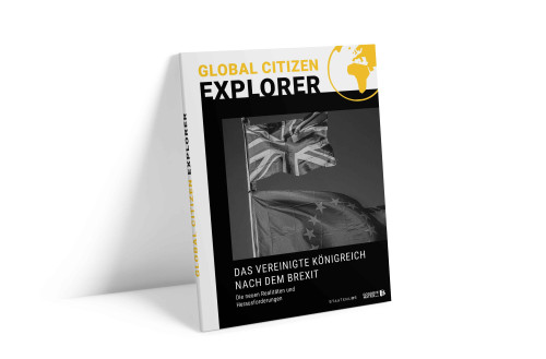 Global Citizen Explorer Buch-Cover mit britischer Flagge und Taube zum Thema Brexit und Vereinigtes Königreich