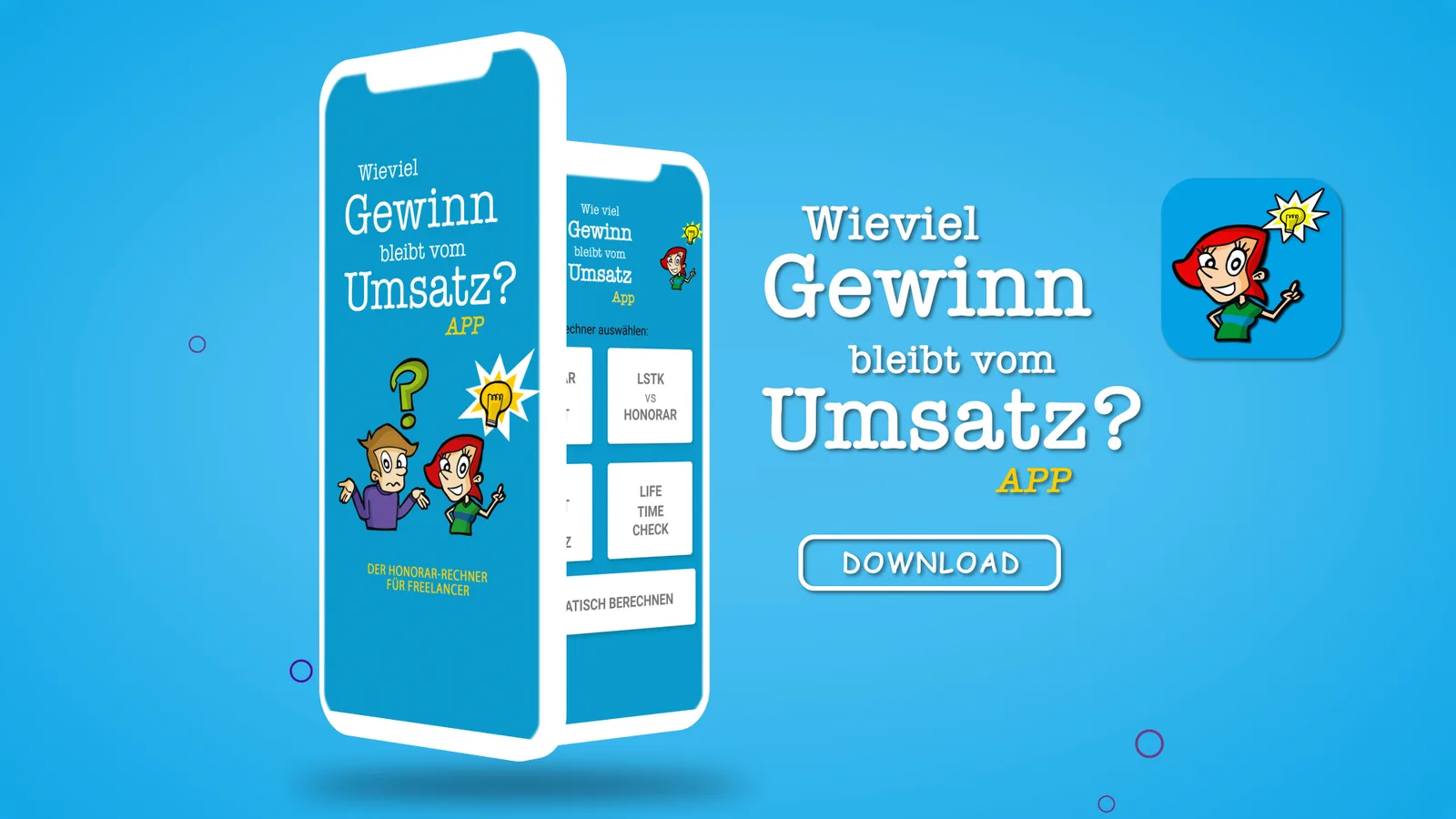 Gewinn-Umsatz-Rechner App für Tagesatz und Stundensatz Honorarkalkulation