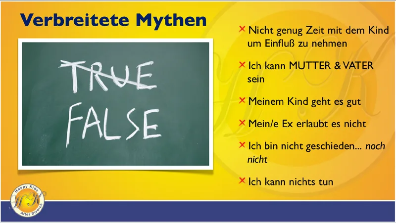 Infografik mit verbreiteten Mythen über Trennung und Scheidung