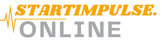 STARTIMPULSE.ONLINE Logo mit Herzfrequenz-Symbol in Orange und Grau