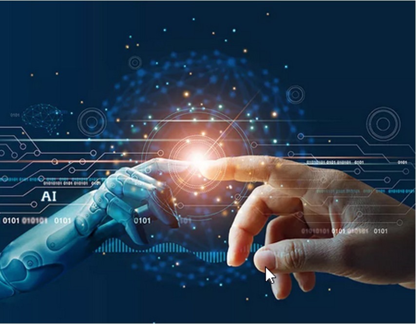 Hand symbolisiert Interaktion mit künstlicher Intelligenz