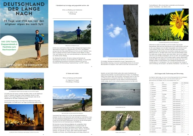 Vorschau-Seiten aus dem E-Book Deutschland der Länge nach mit Texten und Landschaftsfotos