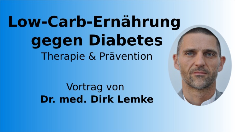 Thumbnail Dr. Dirk Lemke Low-Carb-Ernährung Diabetes – Portrait und Text auf blauem Gradient-Hintergrund