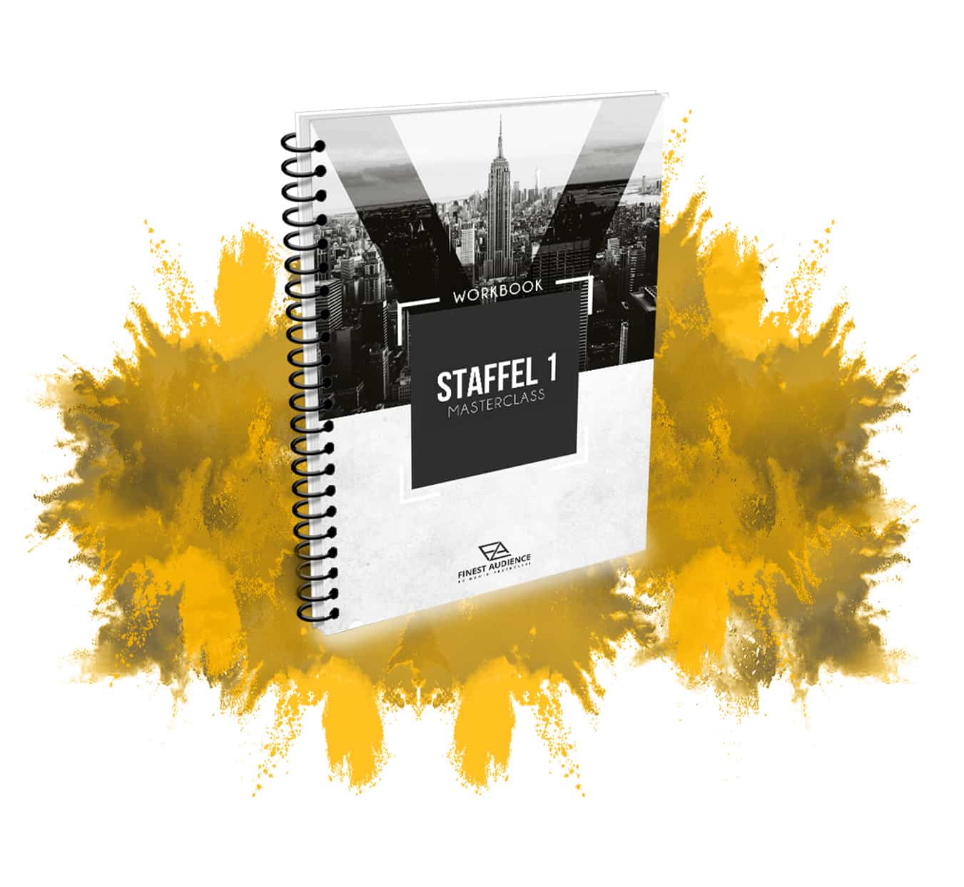 Workbook Spiralbindung mit New York Skyline und gelbem Farb-Splatter-Effekt, Staffel 1 MasterClass