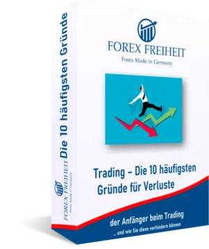10 Gründe für Verluste Anfänger Kursbox mit Diagramm und Tradingthemen