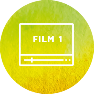 Rundes gelbes Thumbnail mit Filmstreifen-Icon und Text Film 1
