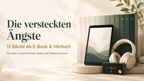 Lifestyle-Szenerie mit Tablet, Kopfhörer und Büchern: Die versteckten Ängste Serie