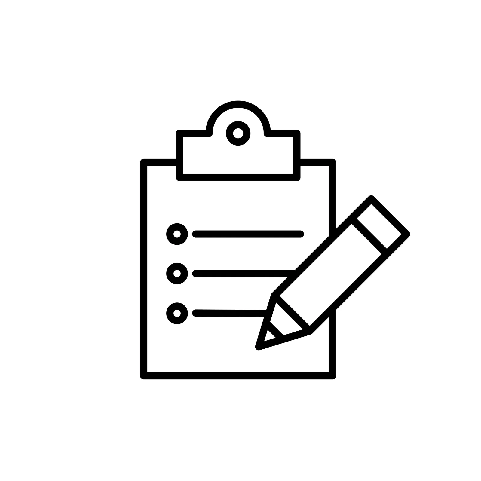 Icon Klemmbrett mit Stift und Checklisten-Symbol
