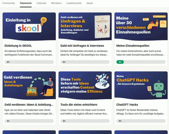 Cashflow Garten Community Kursinhalt und Community-Features