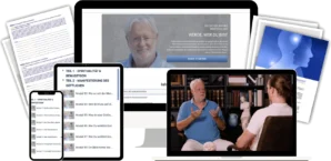 Mockup der Masterclass-Plattform mit Dieter Broers, Modulübersicht und Kursinhalten auf verschiedenen Geräten