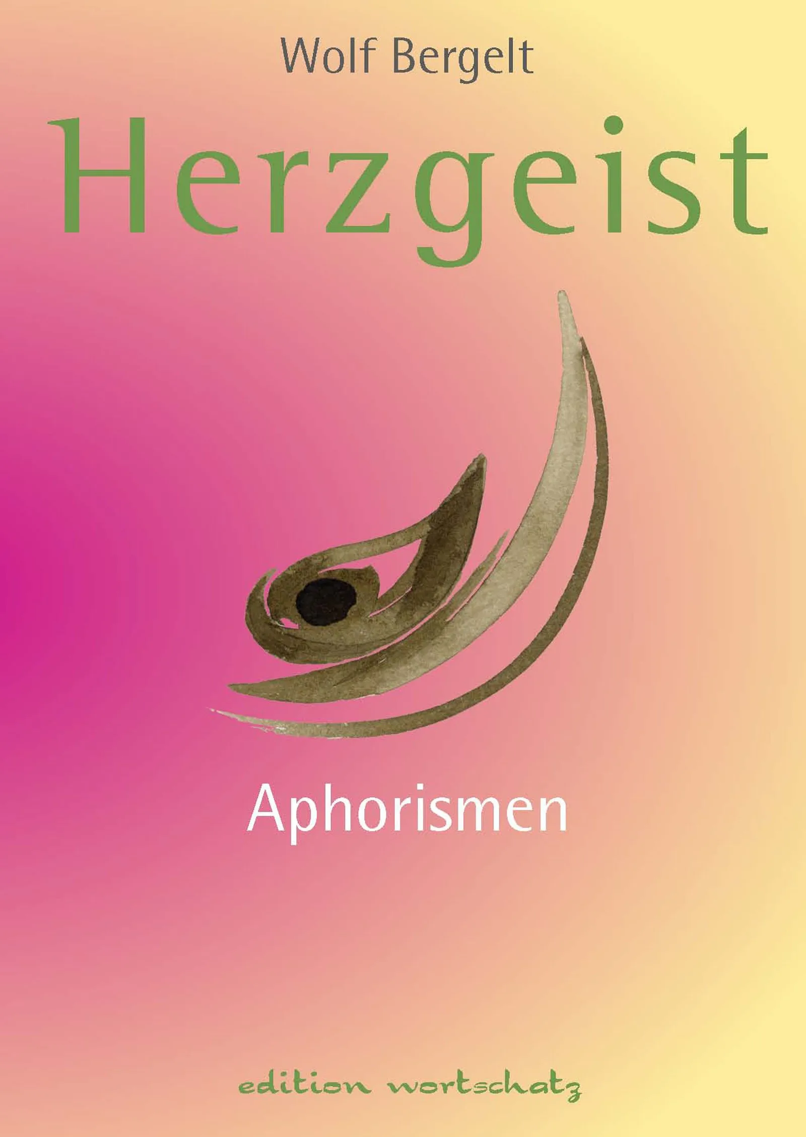Cover Herzgeist Aphorismen von Wolf Bergelt mit grünem Blatt-Symbol
