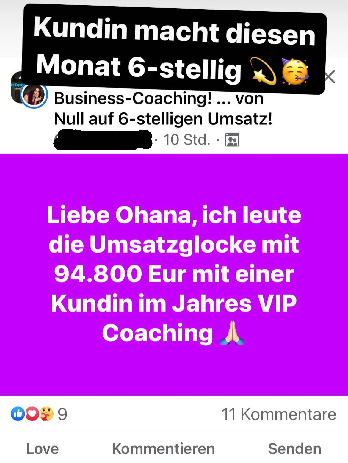Die HerbstOffensive 2025 – Live-Workshops zum Experten-Funnel 14 Social-Media-Post Kundin macht 6-stellig mit Business-Coaching und 94.800 Euro Umsatz
