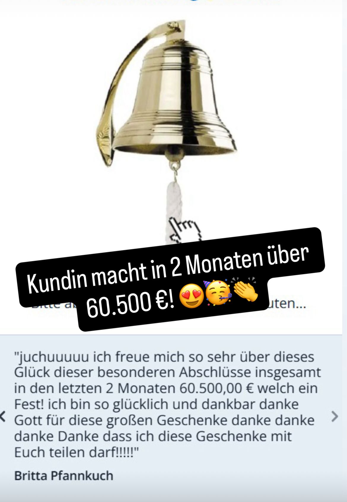 Die HerbstOffensive 2025 – Live-Workshops zum Experten-Funnel 13 Social-Media-Post mit Text Kundin macht in 2 Monaten über 60.500 Euro Umsatz