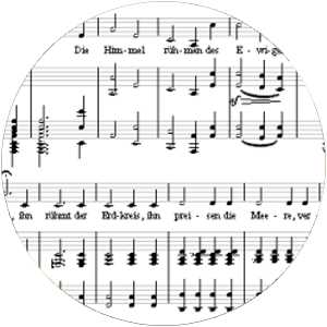 Notenblatt mit ausgeschriebener Musikpartitur
