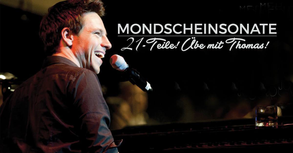 Facebook-Anzeige mit Pianist am Mikrofon und Text zur Mondschemsonate