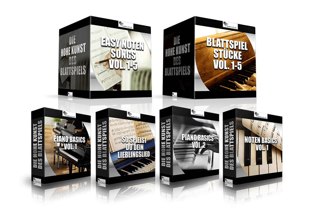 Produktboxen-Mockup der "Die Hohe Kunst des Blattspiels" Bundle mit sechs Kurs-Modulen