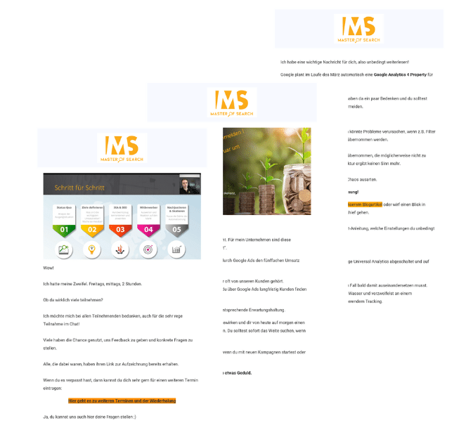 Vorschau Newsletter-Ausgabe mit IMS-Logo, Infografik und Text-Inhalten