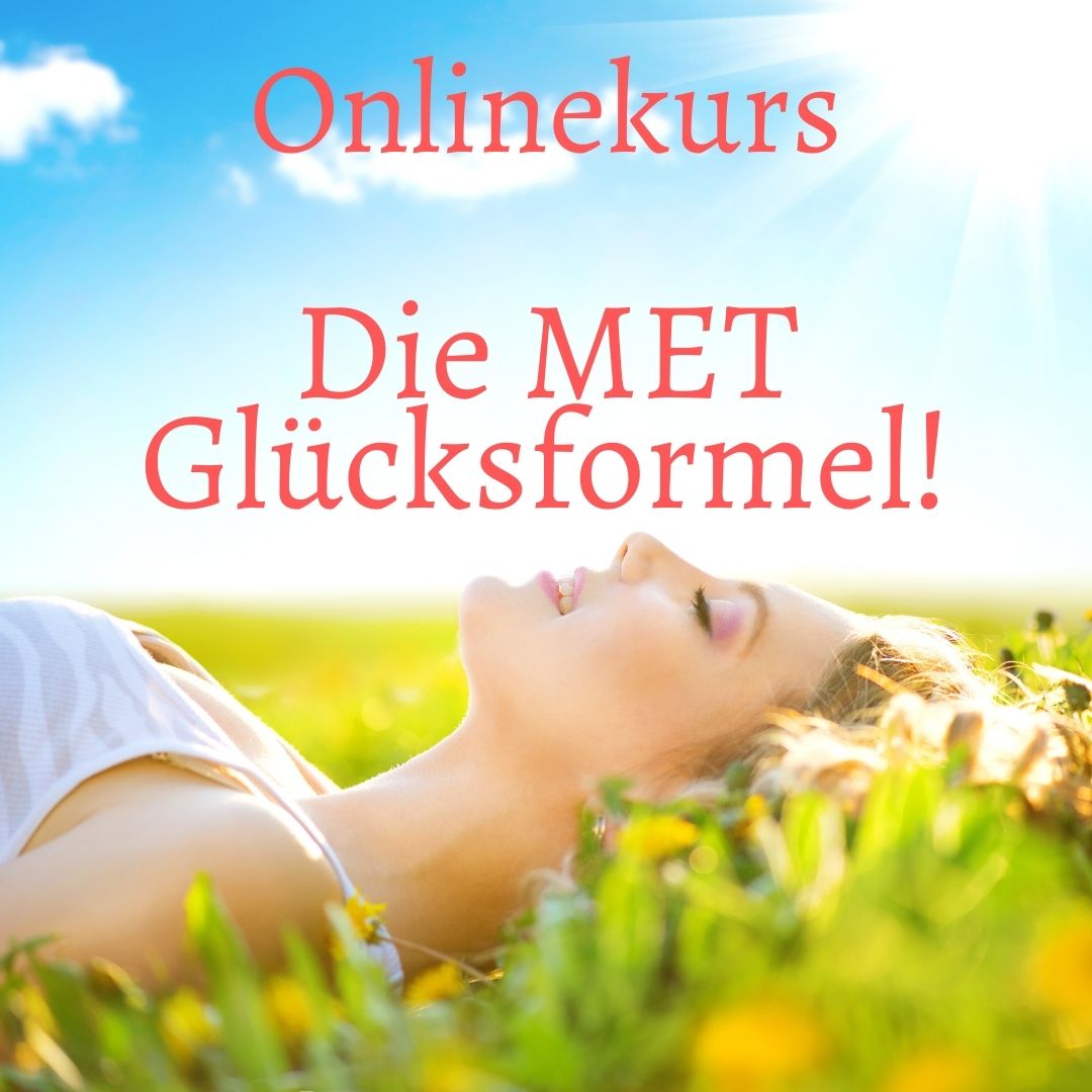 Onlinekurs Die MET Glücksformel mit Frau auf Blumenwiese