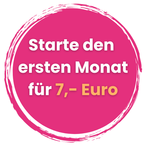 Magenta-farbener Circle mit Angebot: Starte den ersten Monat für 7,- Euro