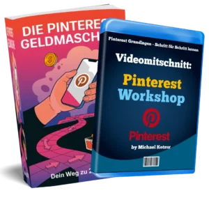 Doppel-Bundle eBook und Video-Workshop zu Pinterest mit blauem Kassettencover