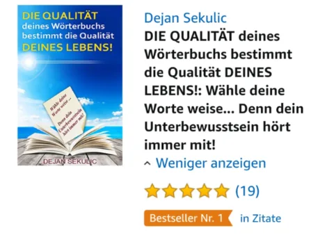 Wörterbuch-Cover mit 5-Sterne-Bewertung und Bestseller-Badge