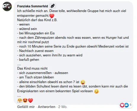 Kundenstimme von Franziska Sommerfeld mit persönlichem Erfahrungsbericht zur Gruppe