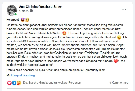 Kundenstimme von Ann-Christine Vossberg-Straw über positive Veränderungen durch die Gruppe