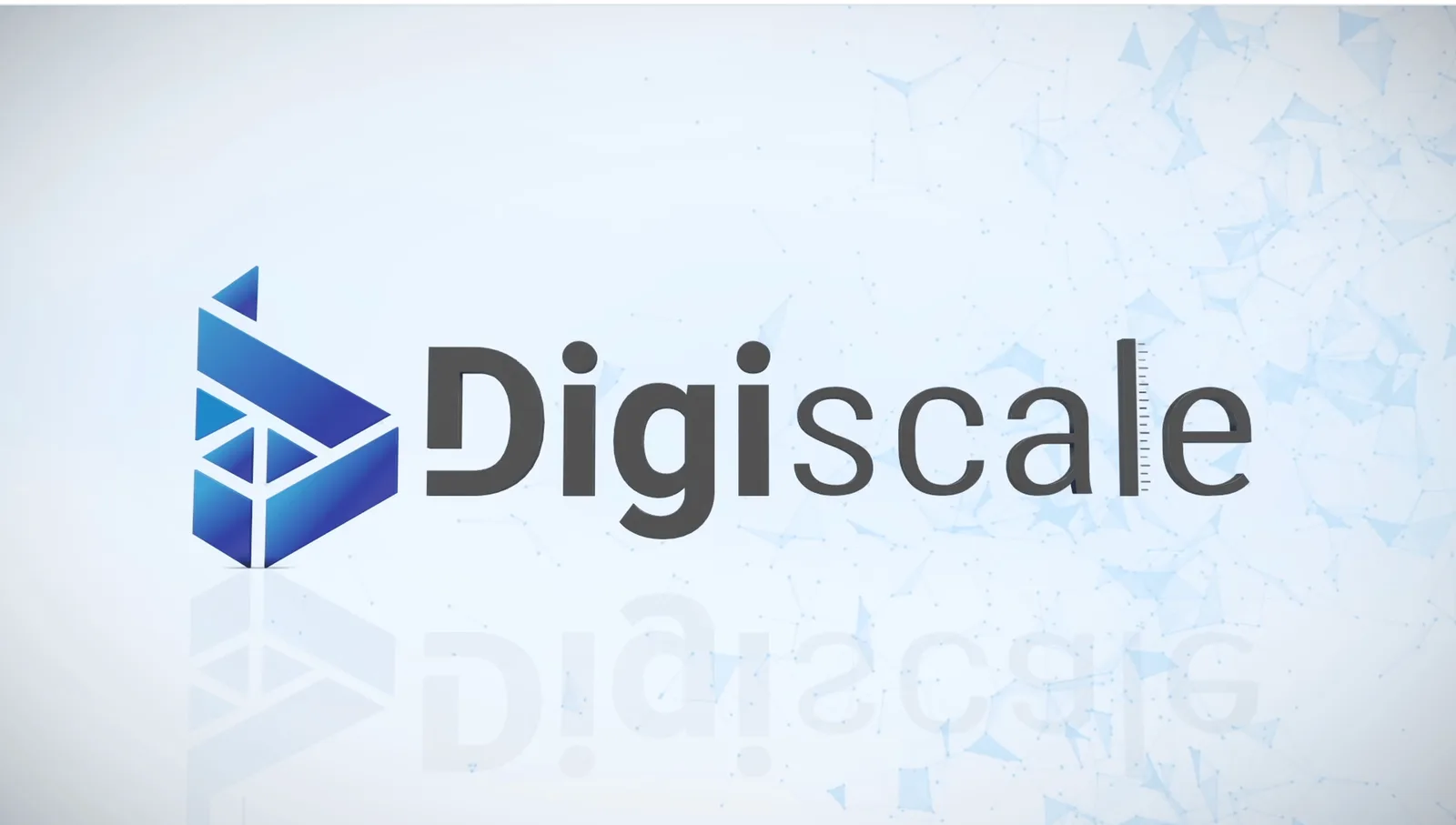 Digiscale Hero-Banner mit Logo und Produktname auf hellblauem Hintergrund mit geometrischen Mustern