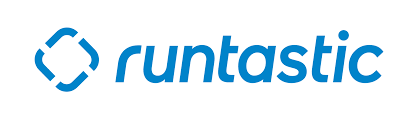 Runtastic Logo mit blauem verbundenem Symbol und Text