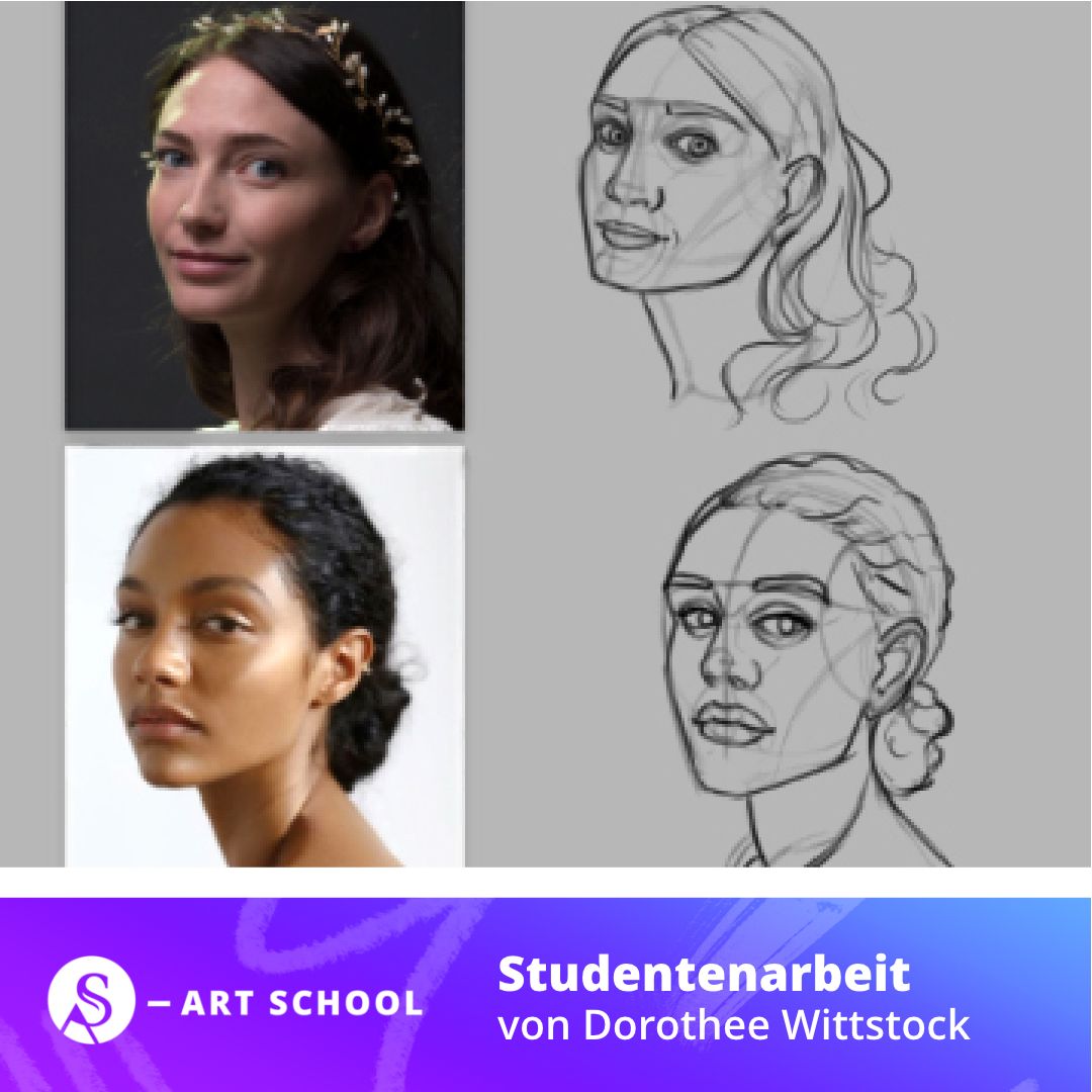 Kundenstimme: Porträts und Zeichnungen von Dorothee Wittstock mit S-ART SCHOOL Logo