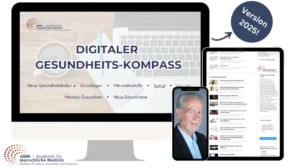 Hero-Banner des Digitalen Gesundheits-Kompass mit Laptop, Tastatur und Kursthemen