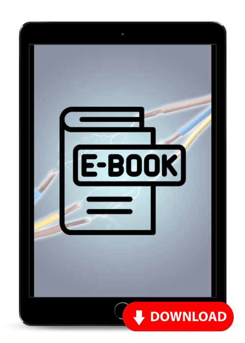 E-Book Cover DIN VDE 0100-410 auf Tablet-Mockup mit Download-Button