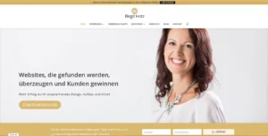 WordPress Einsteigerkurs Hero-Bereich mit Birgit Hotz und Headline zu Website-Erfolg