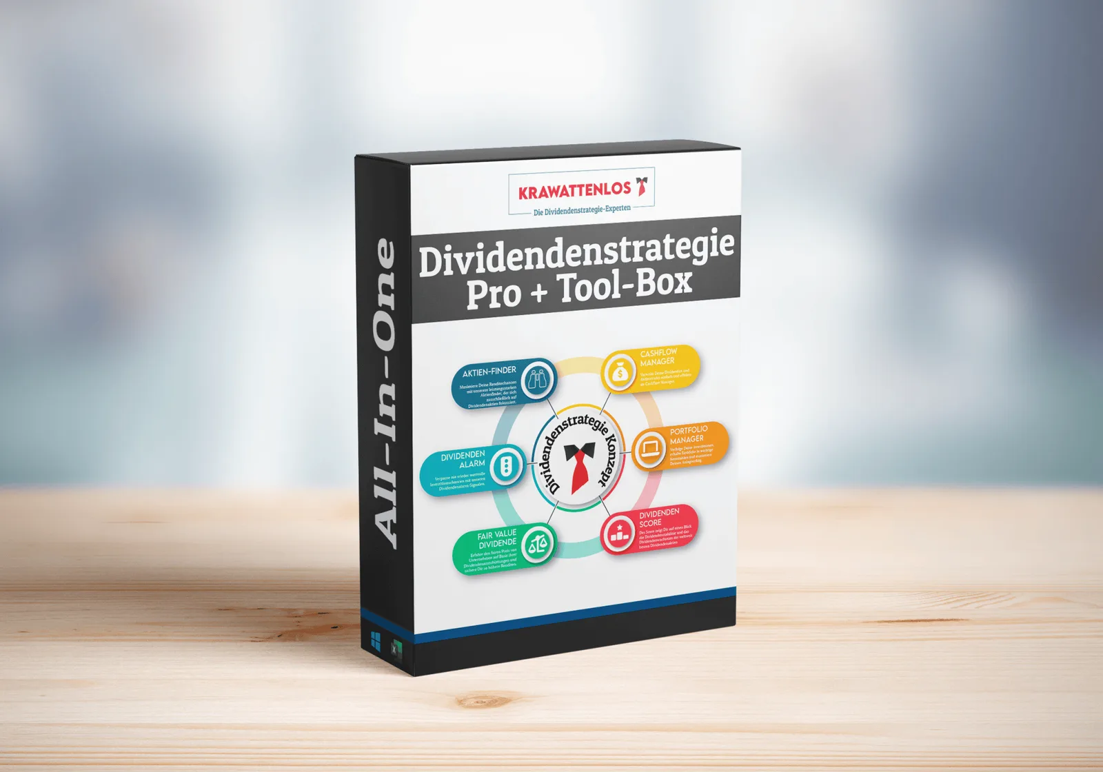 Produktbox Dividendenstrategie Pro + Tool-Box von Krawattenlos mit Konzept-Grafik