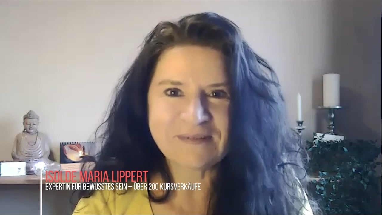 Videostandbild von Isdi de Maria Lippert mit Text: Expertin für bewusstes Sein