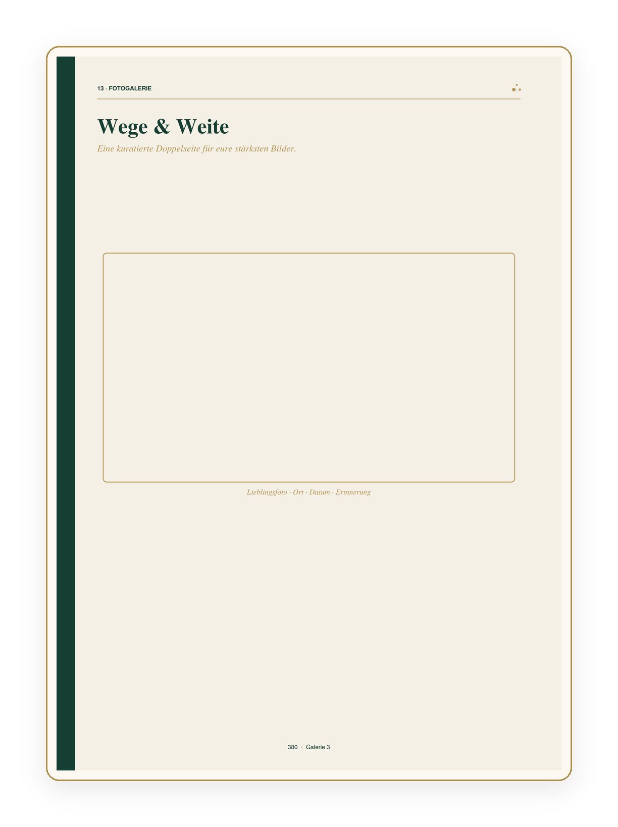 Fotogalerie Seite Wege und Weite für Lieblingsfoto mit Beschriftungsfeldern