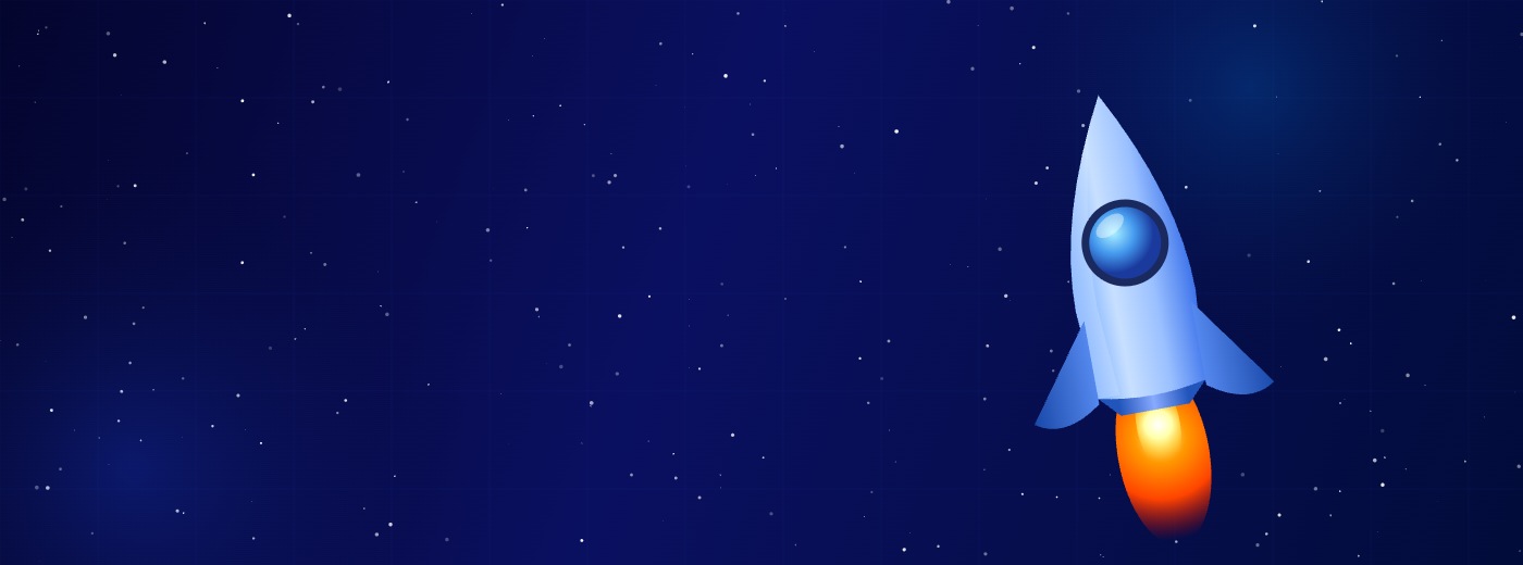 Matthias Schwake Gründer-Portrait mit Raketen-Symbol auf Starfield-Hintergrund