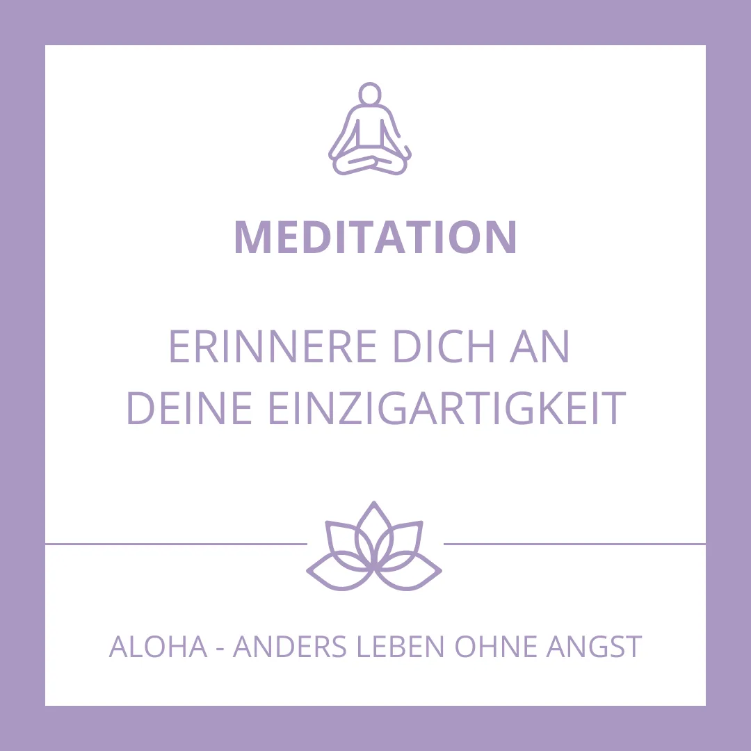 Meditationskarte über Erinnerung an Einzigartigkeit auf violettem Hintergrund