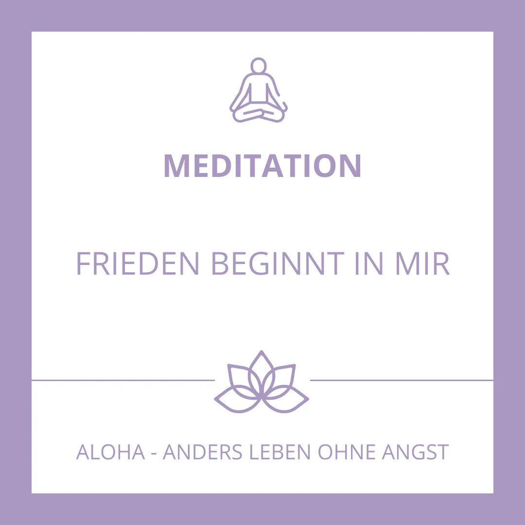 Meditationskarte mit lilafarbener Meditationsfigur und Lotos-Symbol auf violettem Hintergrund