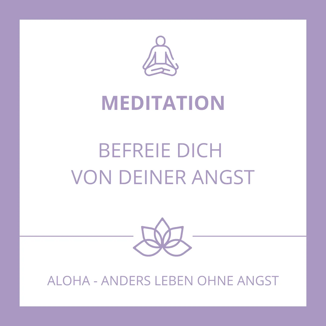 Meditationskarte über Befreiung von Angst auf violettem Hintergrund