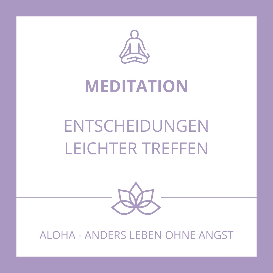 Meditationskarte über leichtere Entscheidungen auf violettem Hintergrund