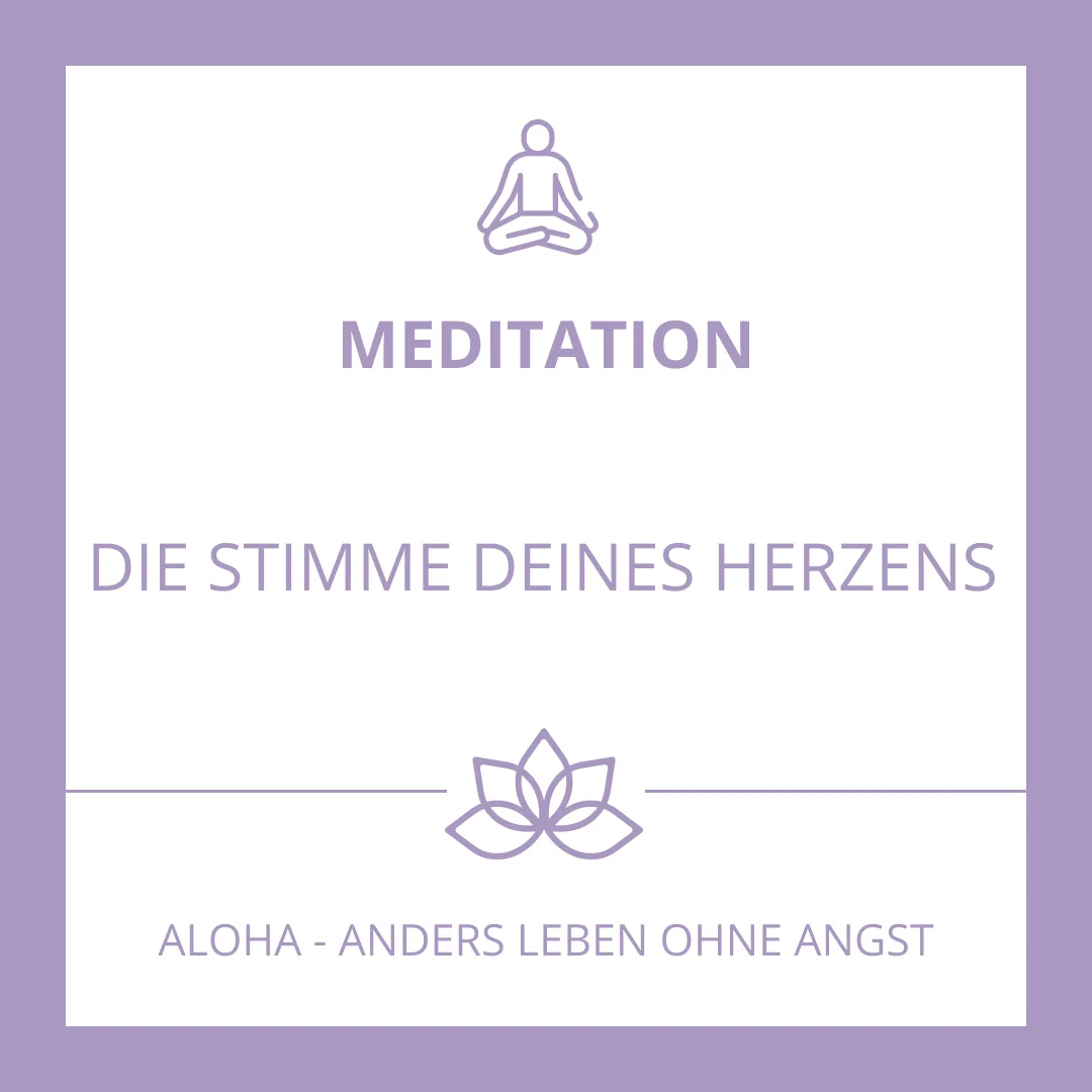 Meditationskarte über die Stimme des Herzens auf violettem Hintergrund